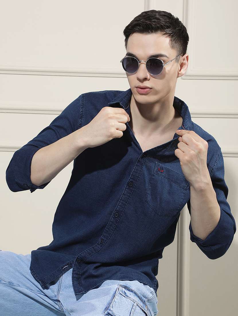 men solid long sleeves casual shirt