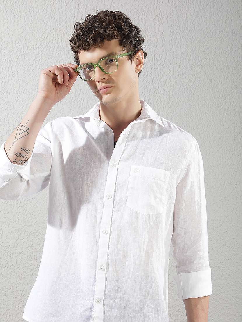men solid long sleeve regular fit casual shirt