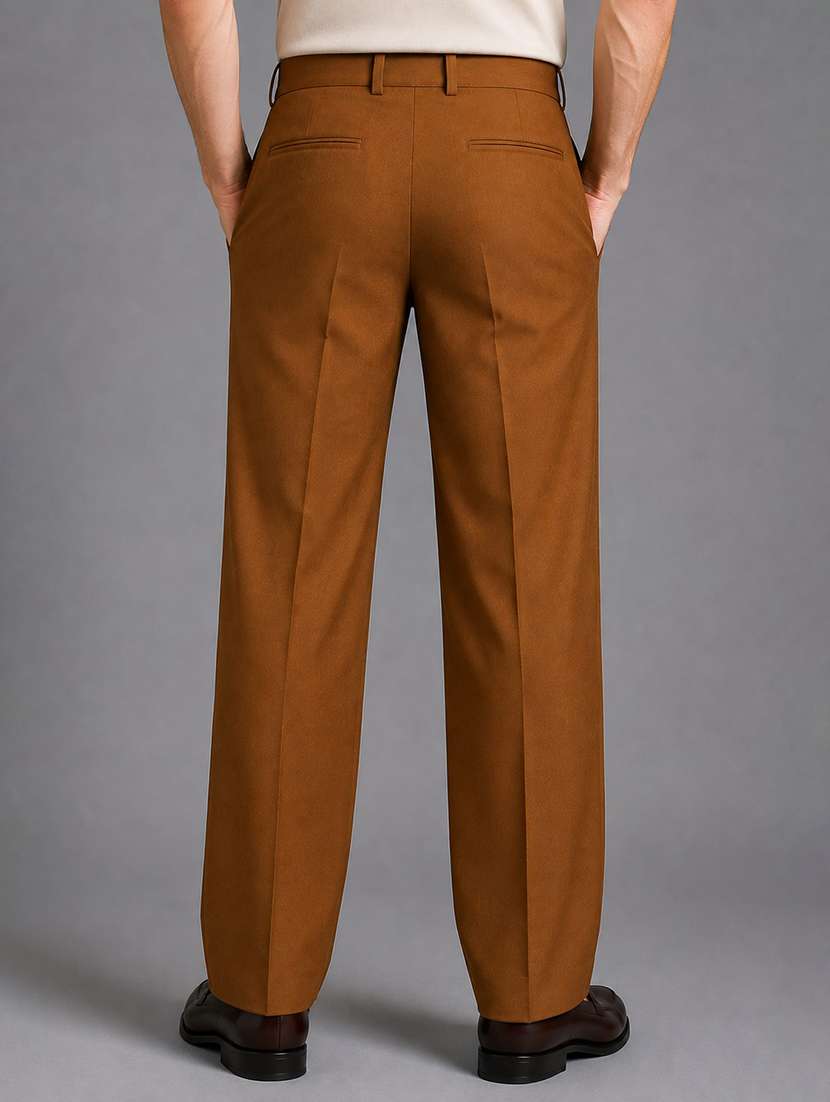 Men Solid Mid Rise Flat Front Formal Trouser - 22694775 -  Standard Image - 3