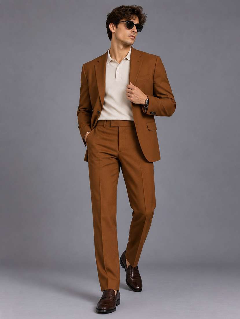 Men Solid Mid Rise Flat Front Formal Trouser - 22694775 -  Standard Image - 5