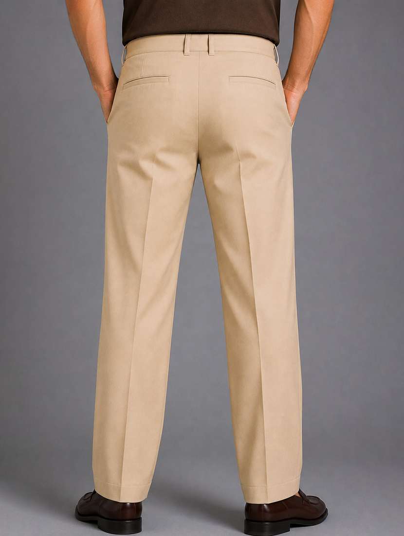 Men Solid Mid Rise Flat Front Formal Trouser - 22694777 -  Standard Image - 3