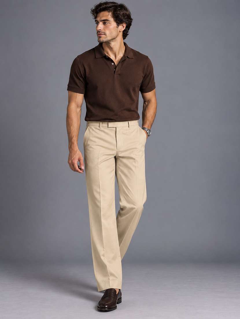 Men Solid Mid Rise Flat Front Formal Trouser - 22694777 -  Standard Image - 5