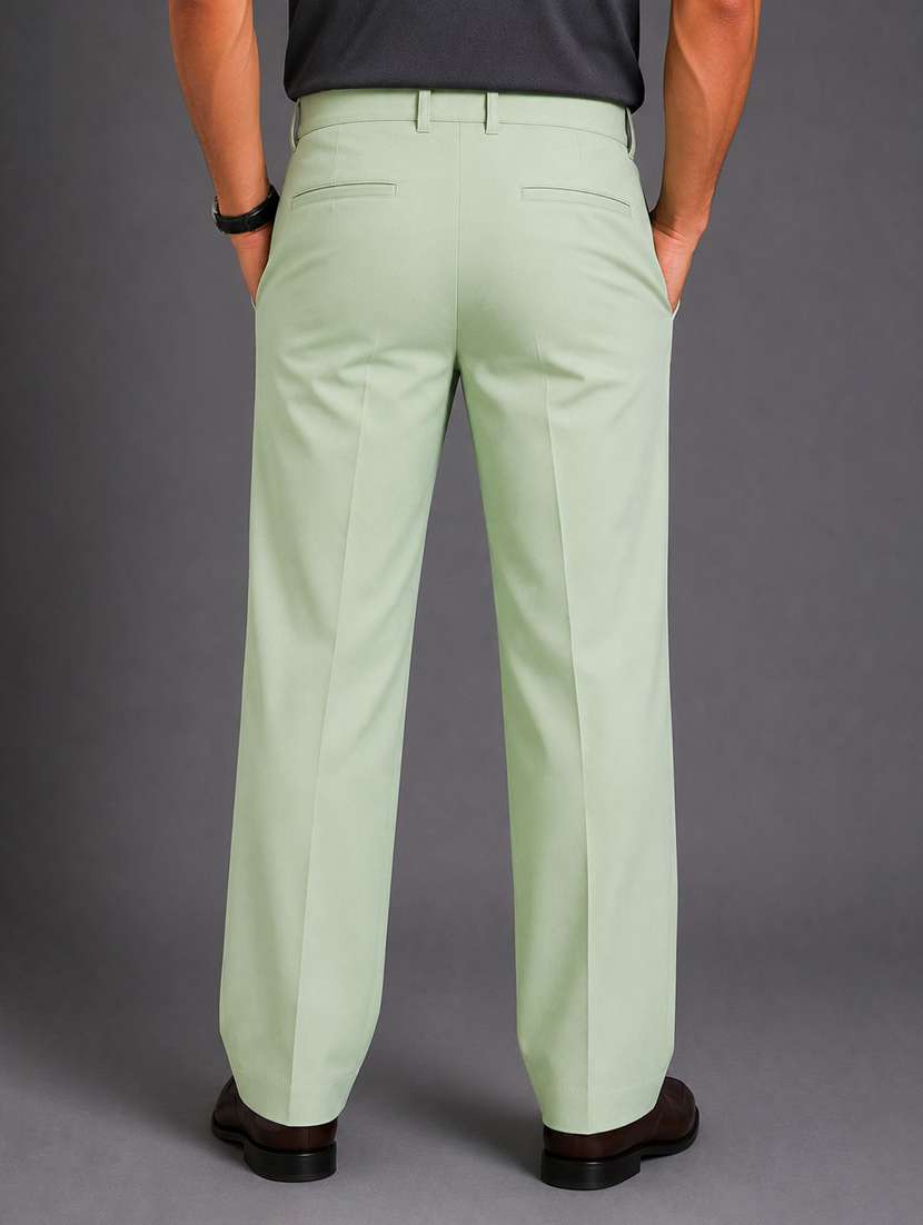 Men Solid Mid Rise Straight Fit Trouser - 22694778 -  Standard Image - 3