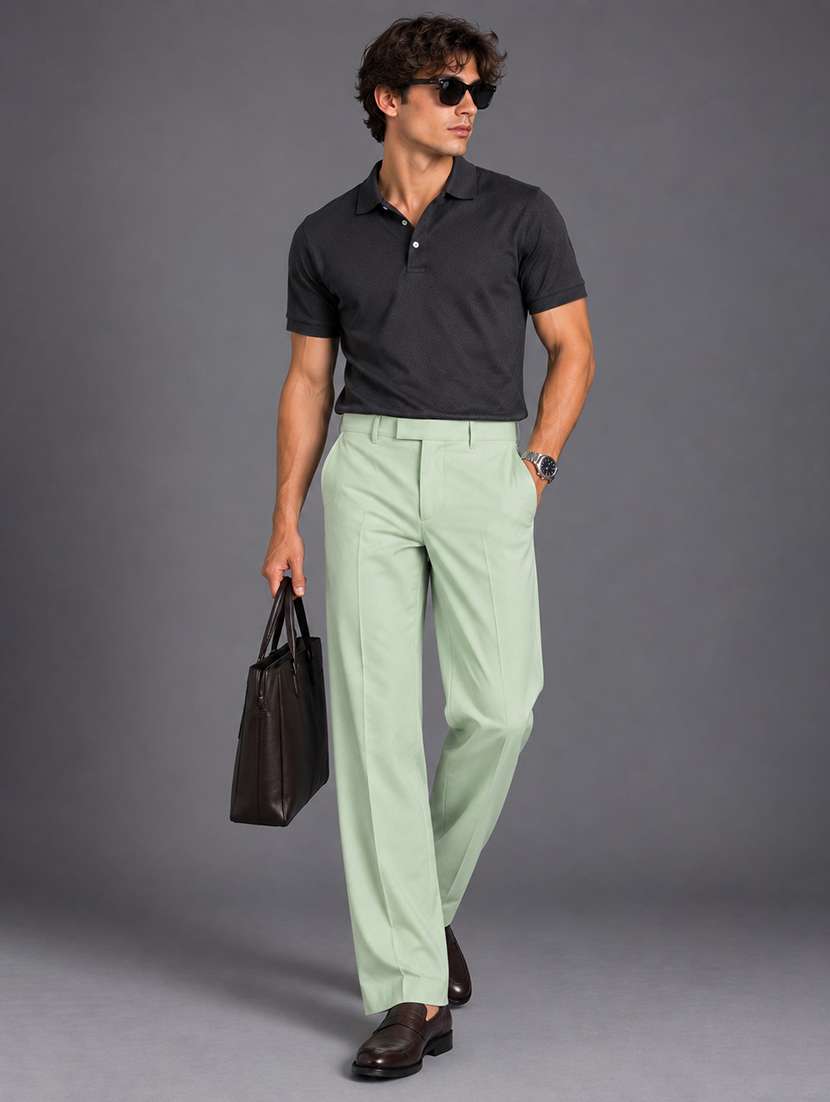Men Solid Mid Rise Straight Fit Trouser - 22694778 -  Standard Image - 5