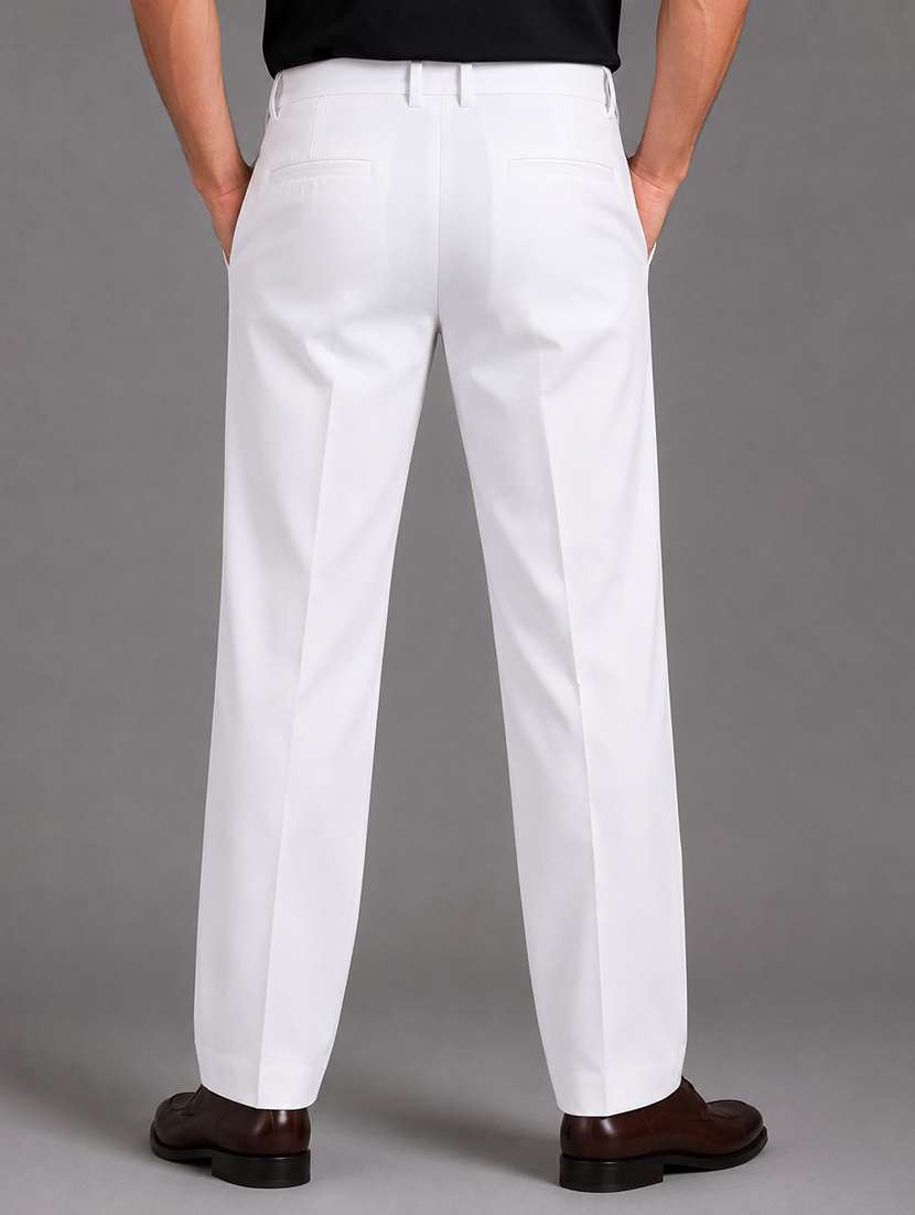 Men Solid Mid Rise Flat Front Formal Trouser - 22694779 -  Standard Image - 3