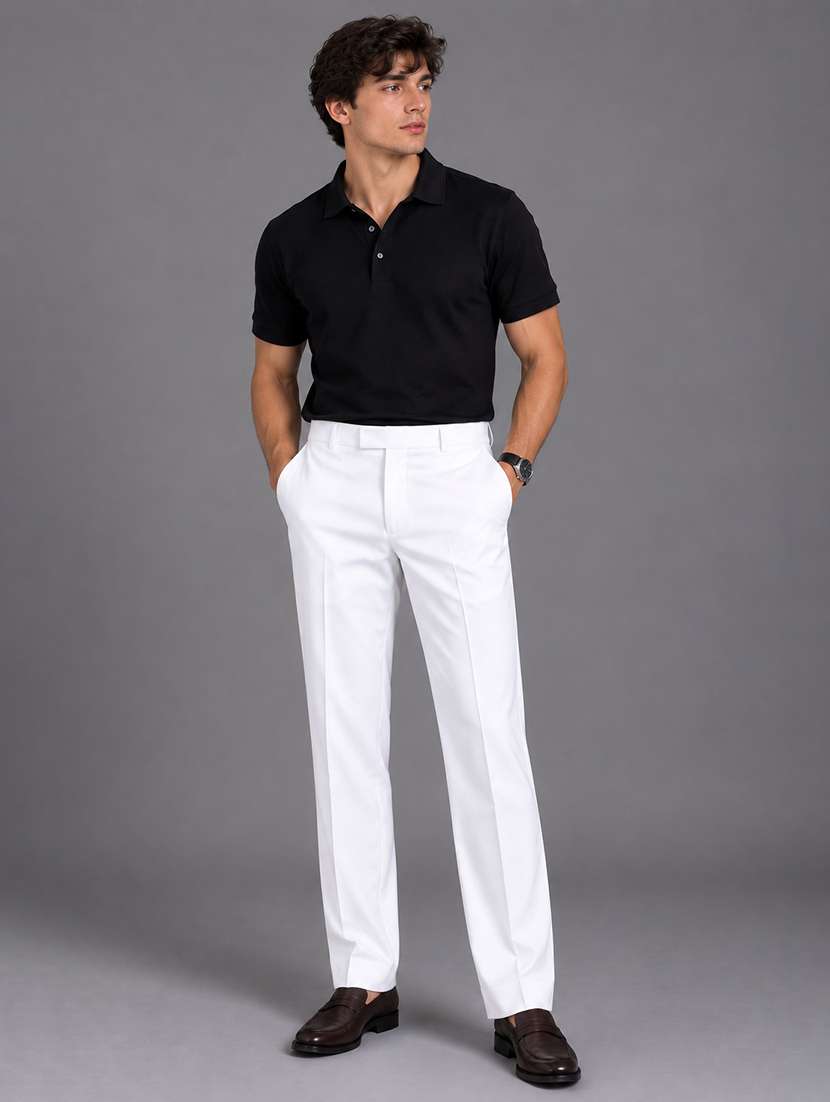 Men Solid Mid Rise Flat Front Formal Trouser - 22694779 -  Standard Image - 5