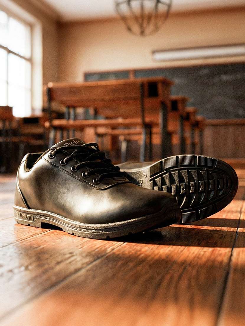 boys solid lace up formal shoes