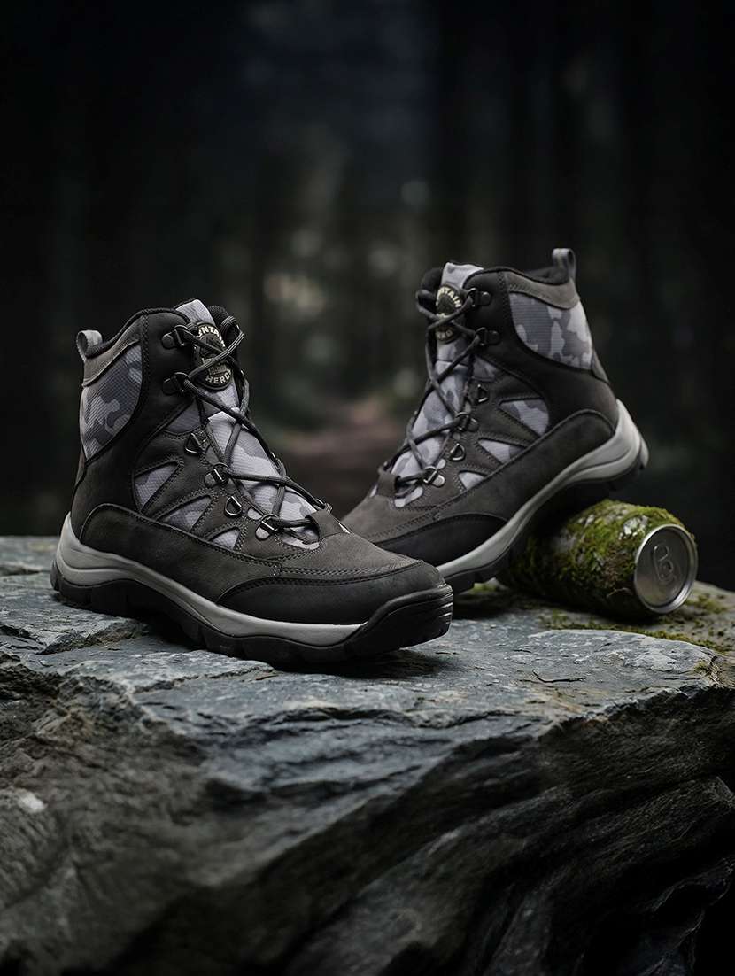 men grey lace up hiking boots boot