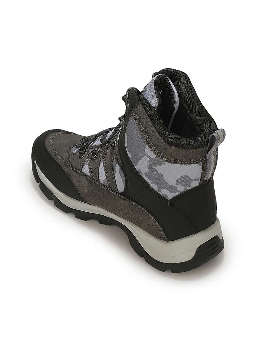 Men Grey Lace Up Hiking Boots Boot - 22694817 -  Standard Image - 3