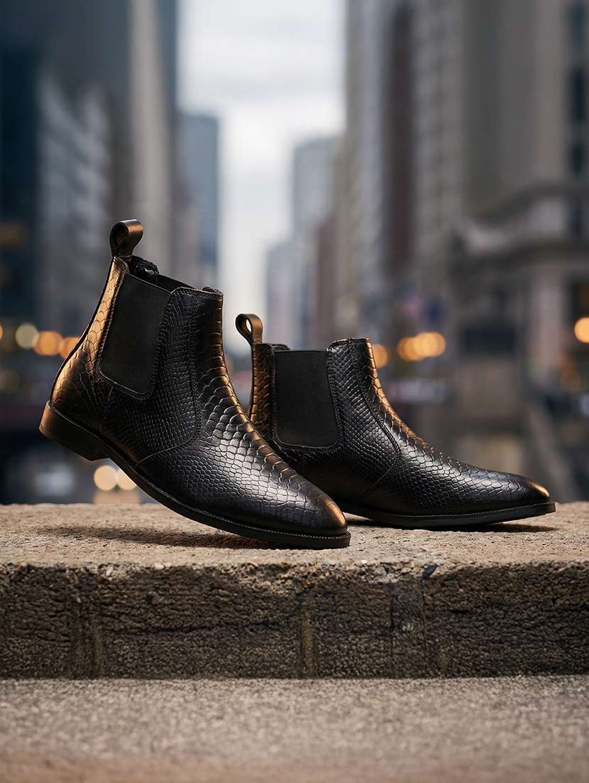 men black slip on high ankle boot