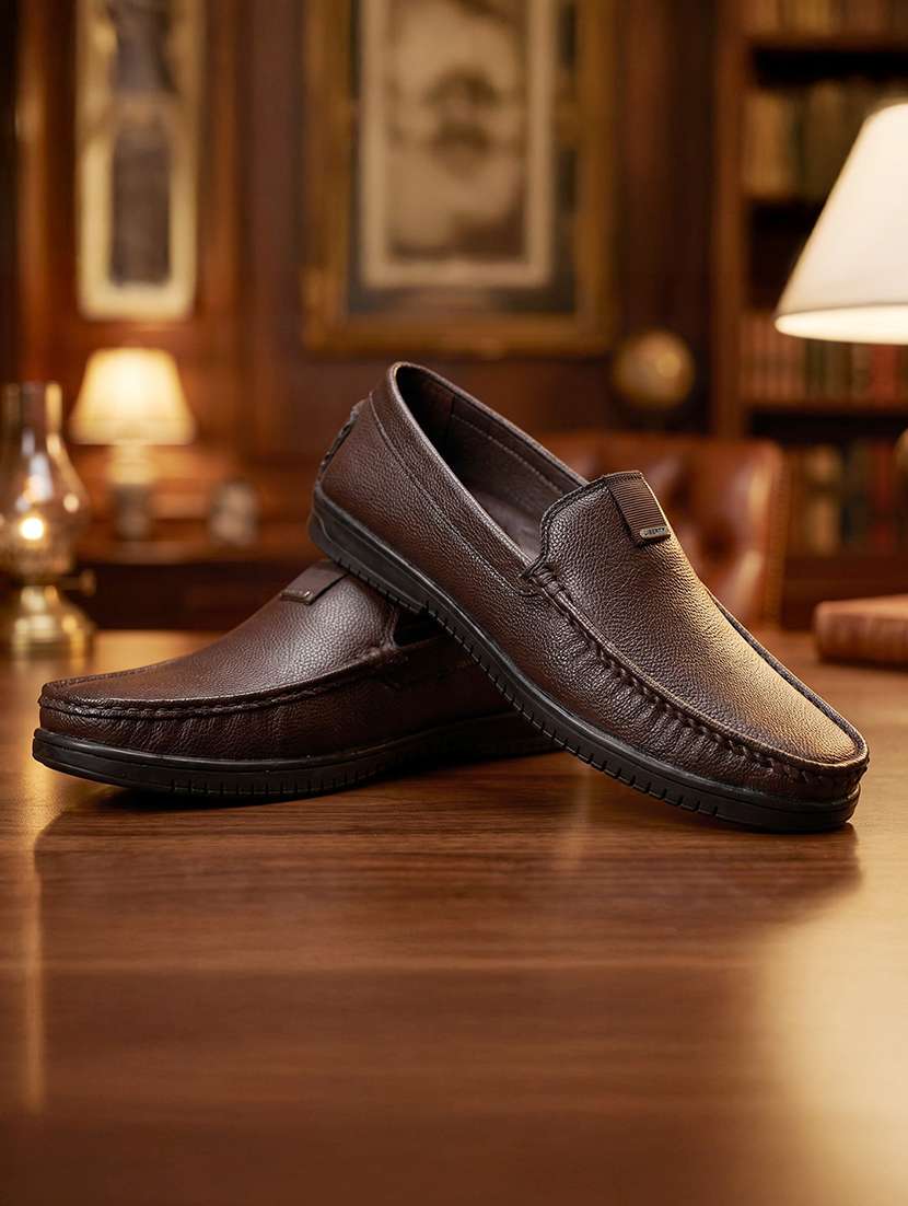 men brown slip on loafer