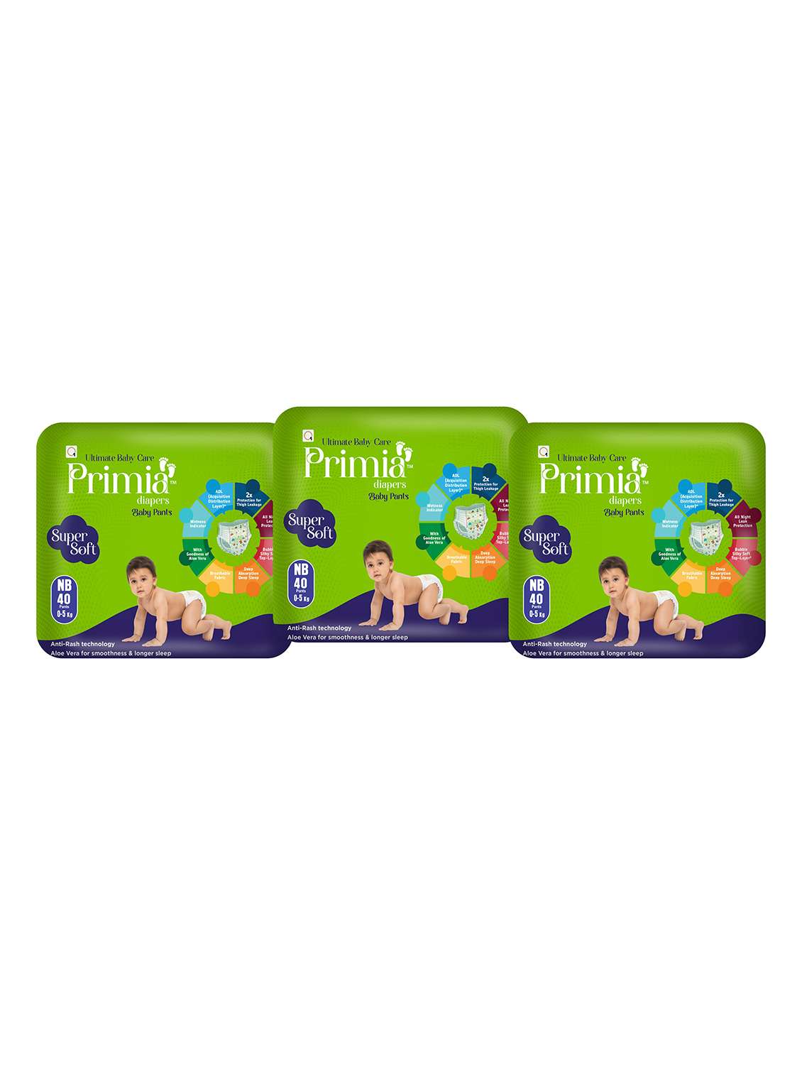 primia kids pack of 3 white cotton diapers
