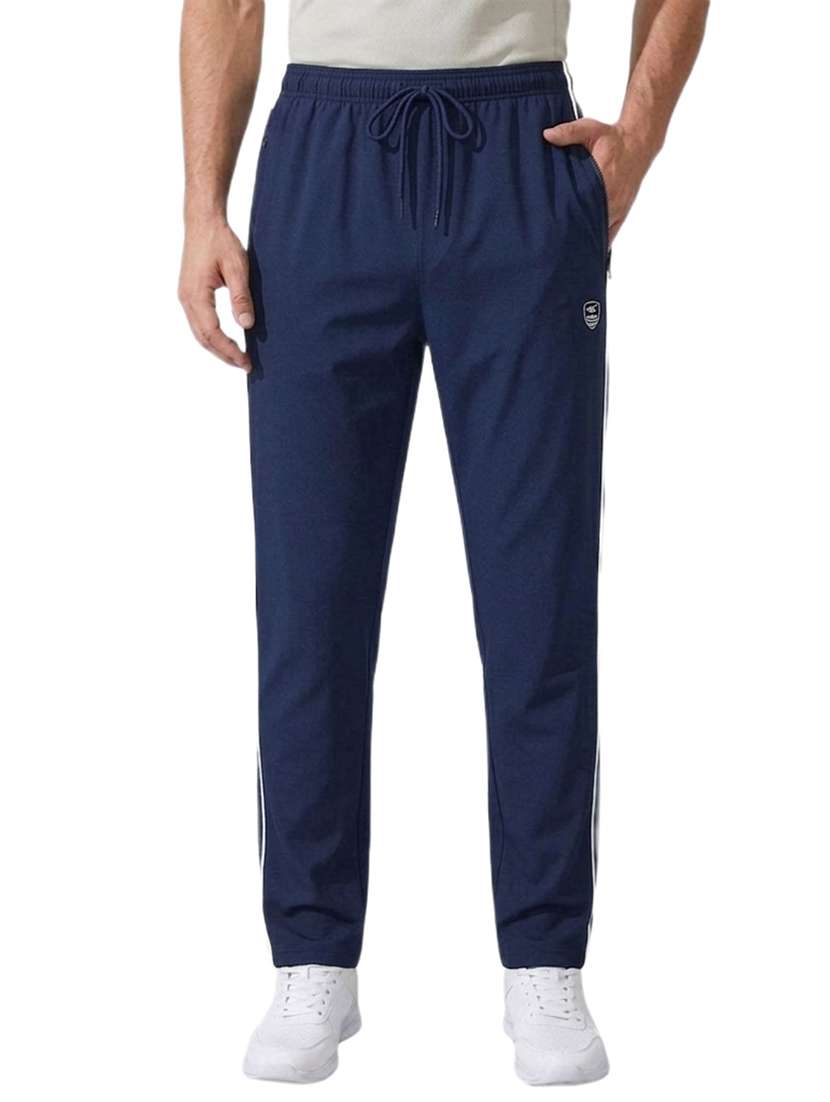 men side taped mid rise full length track pant