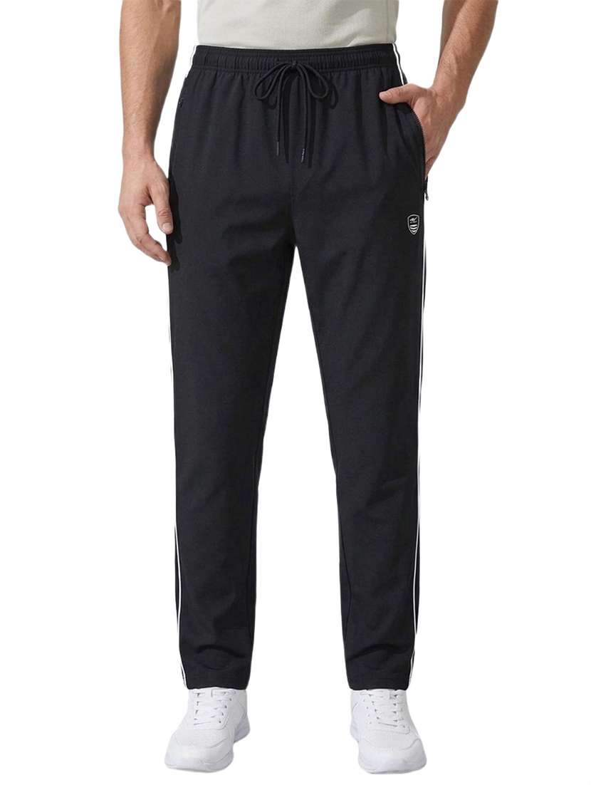 men side taped mid rise full length track pant