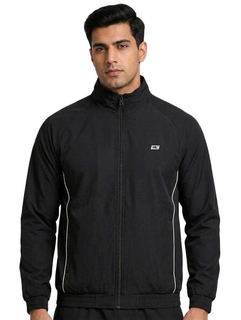 men solid long sleeves bomber jacket