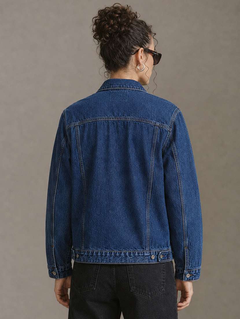 Women Solid Long Sleeve Denim Jacket - 22696434 -  Standard Image - 3