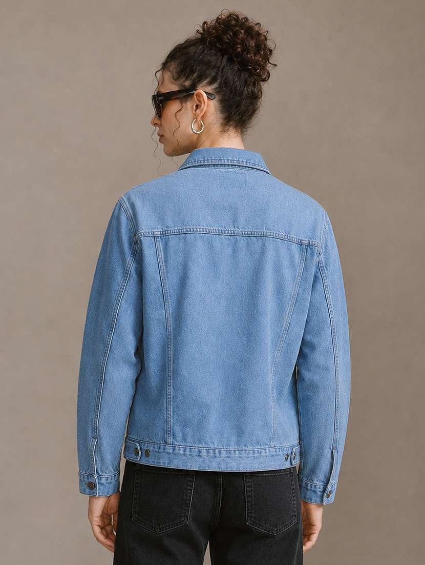 Women Solid Long Sleeve Denim Jacket - 22696435 -  Standard Image - 3