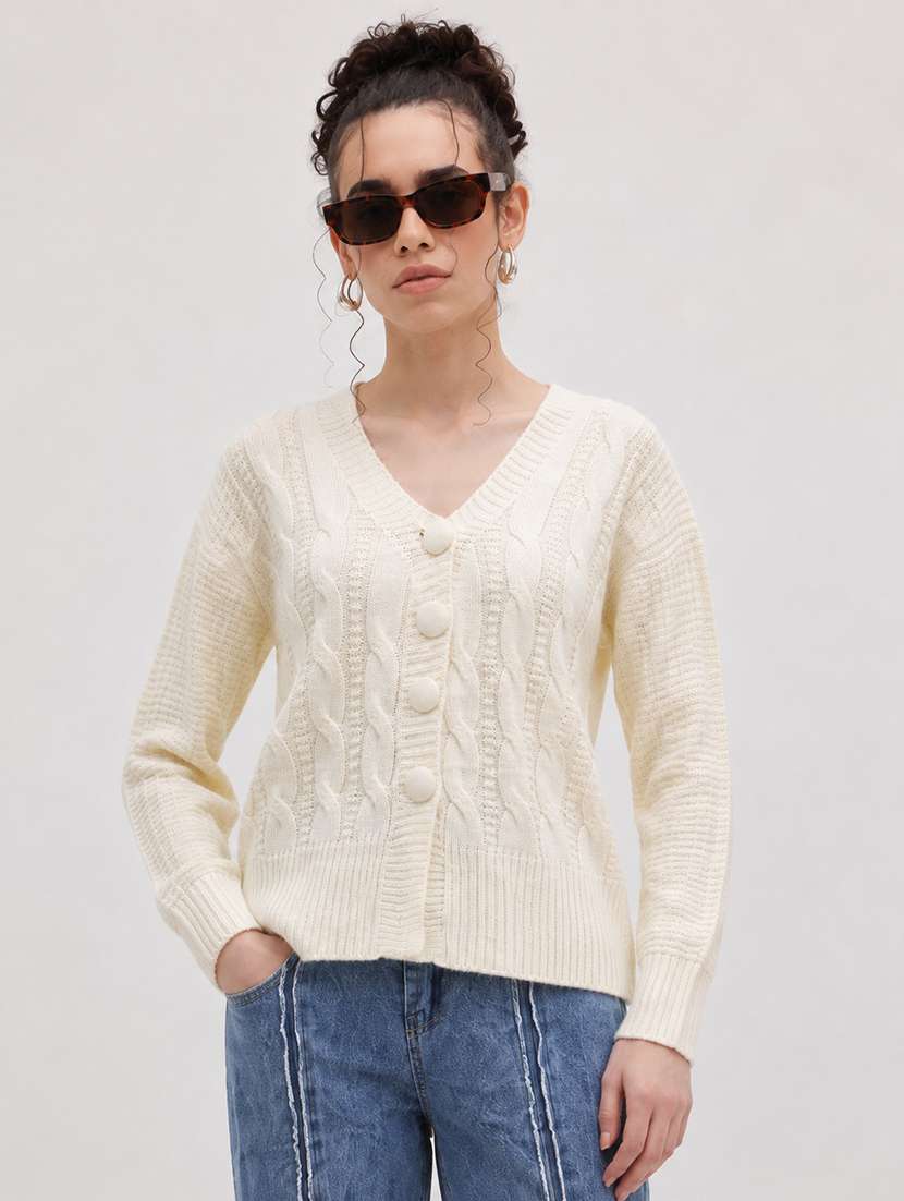women self design long sleeve cardigan