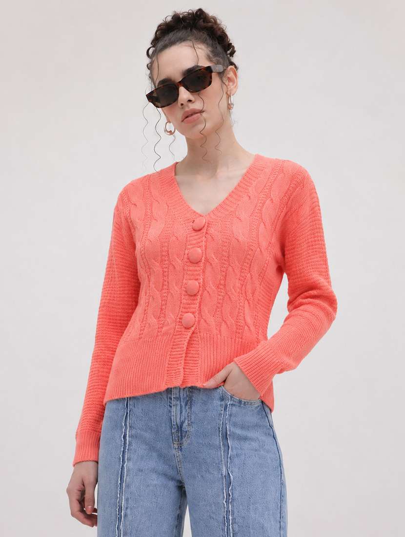 women self design long sleeve cardigan