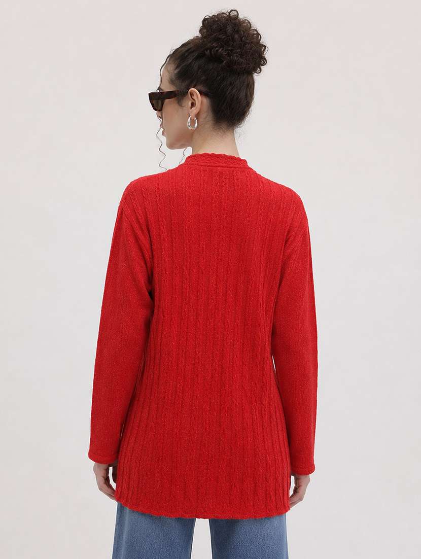 Women Self Design Long Sleeve Cardigan - 22696613 -  Standard Image - 3