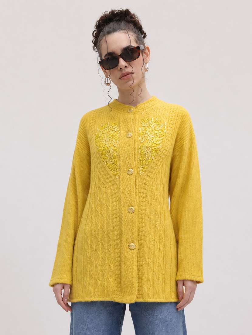 women self design long sleeve cardigan