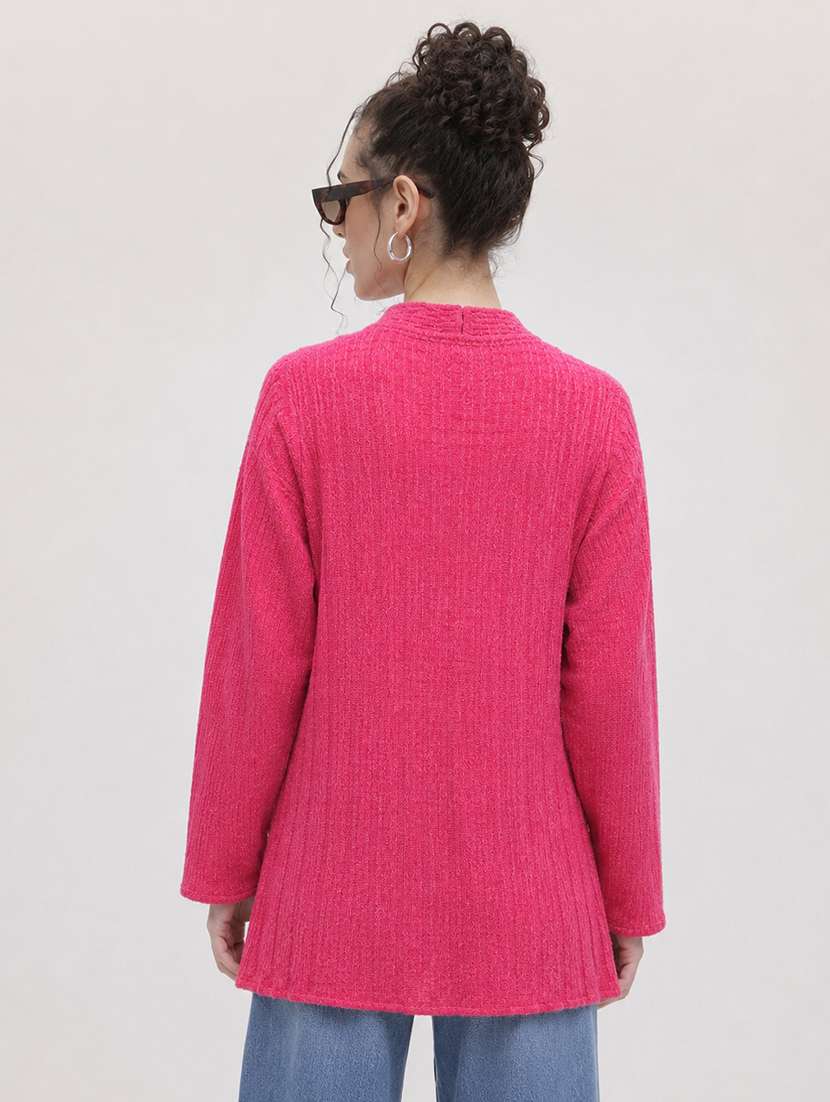 Women Self Design Long Sleeve Cardigan - 22696620 -  Standard Image - 3
