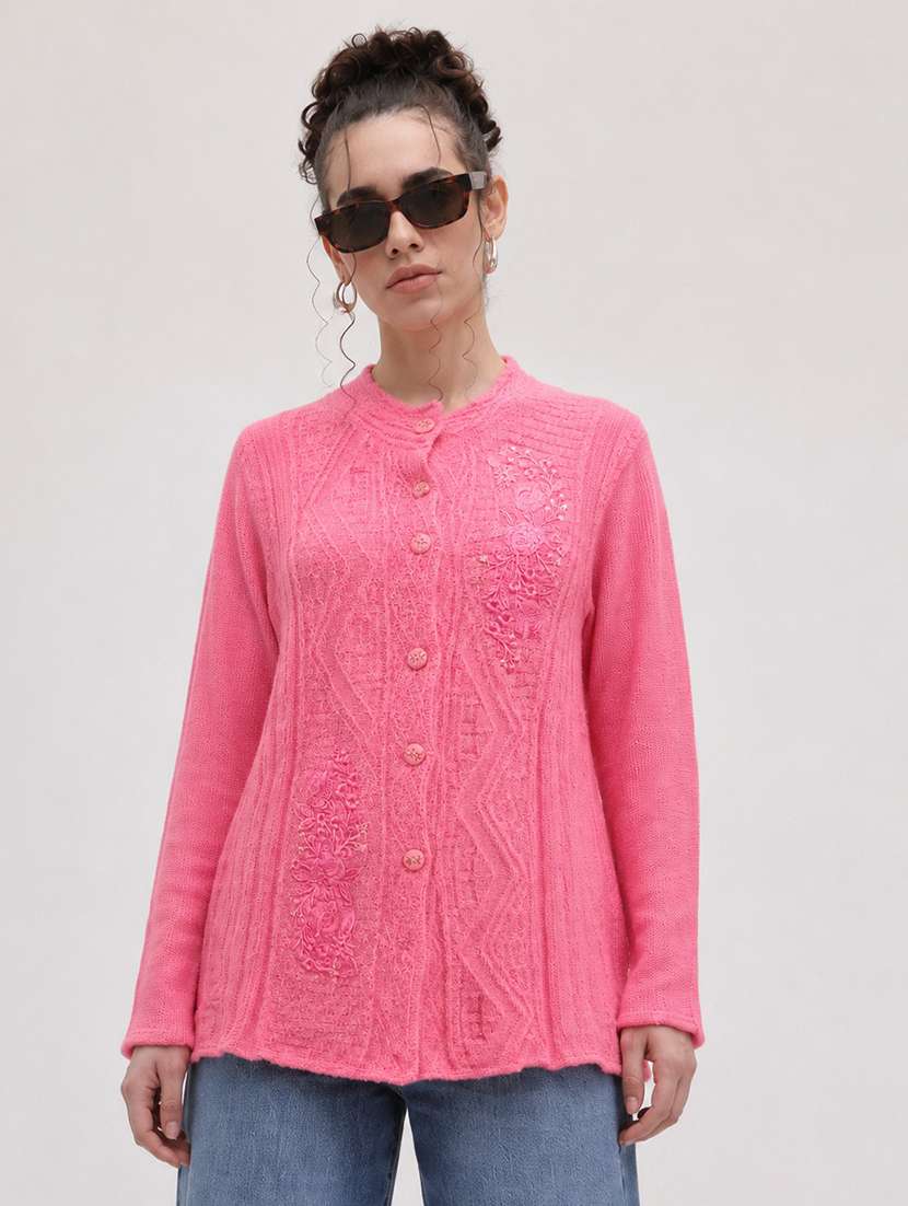 women self design long sleeve cardigan