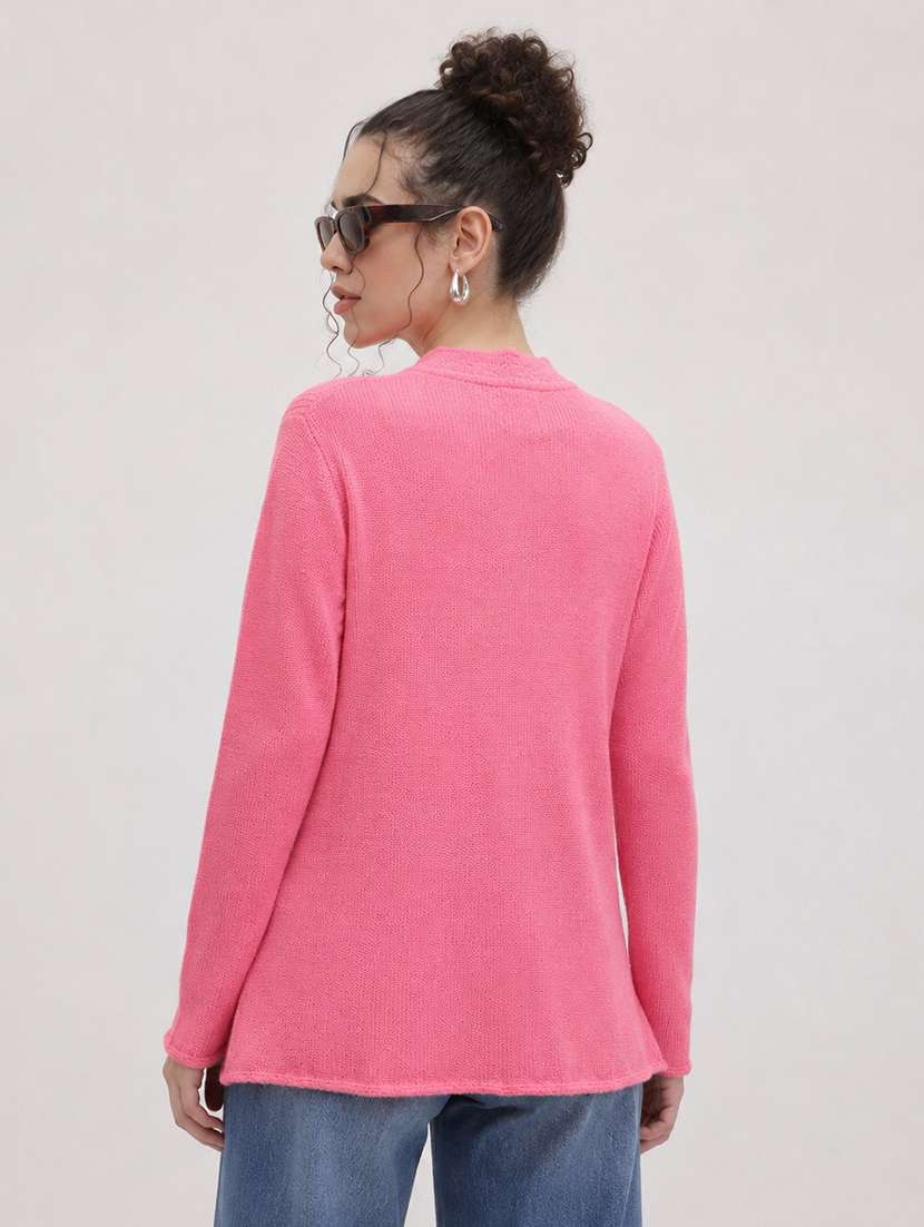 Women Self Design Long Sleeve Cardigan - 22696621 -  Standard Image - 3