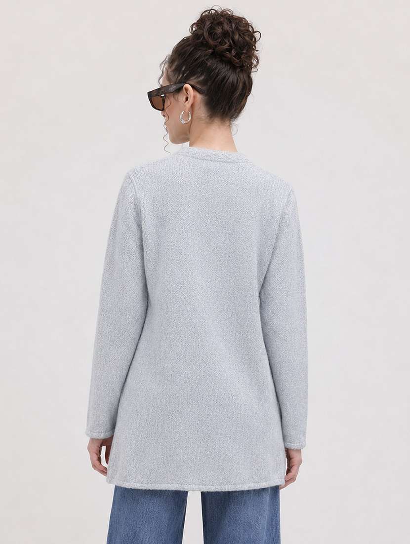 Women Self Design Long Sleeve Cardigan - 22696627 -  Standard Image - 3