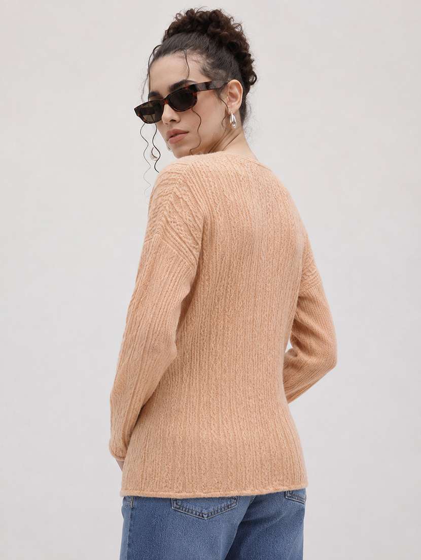 Women Self Design Long Sleeve Cardigan - 22696633 -  Standard Image - 3