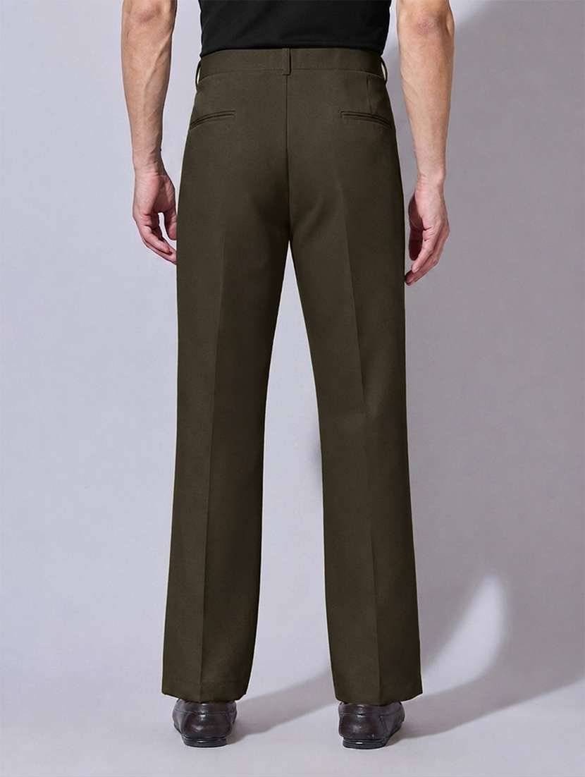 Men Solid Mid Rise Regular Fit Formal Trouser - 22696697 -  Standard Image - 3