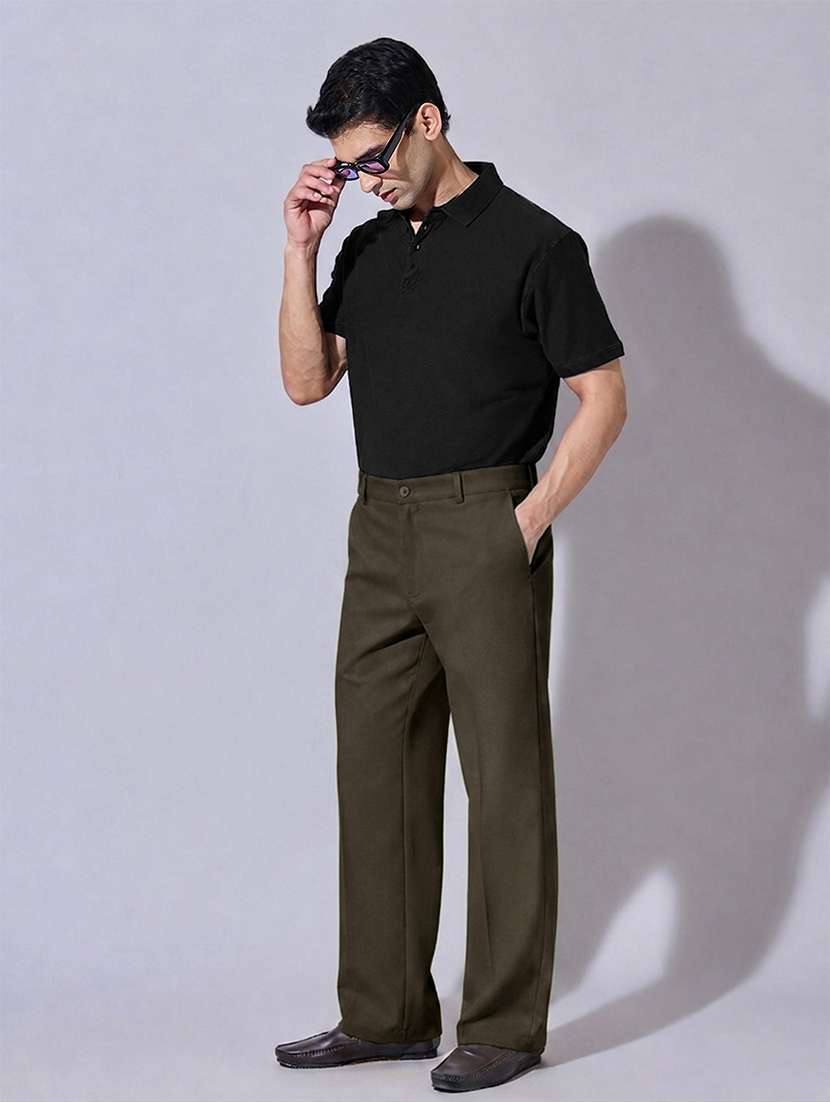 Men Solid Mid Rise Regular Fit Formal Trouser - 22696697 -  Standard Image - 5