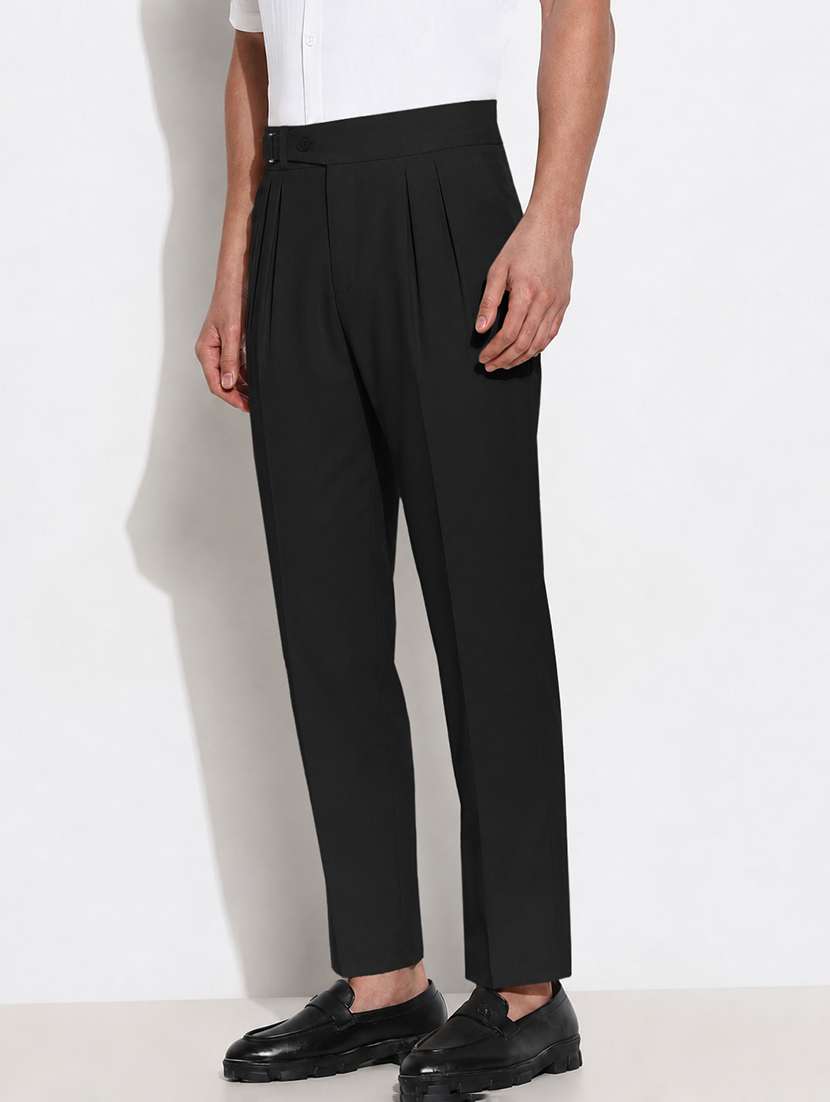 Men Solid Mid Rise Pleated Casual Trouser - 22696702 -  Standard Image - 3