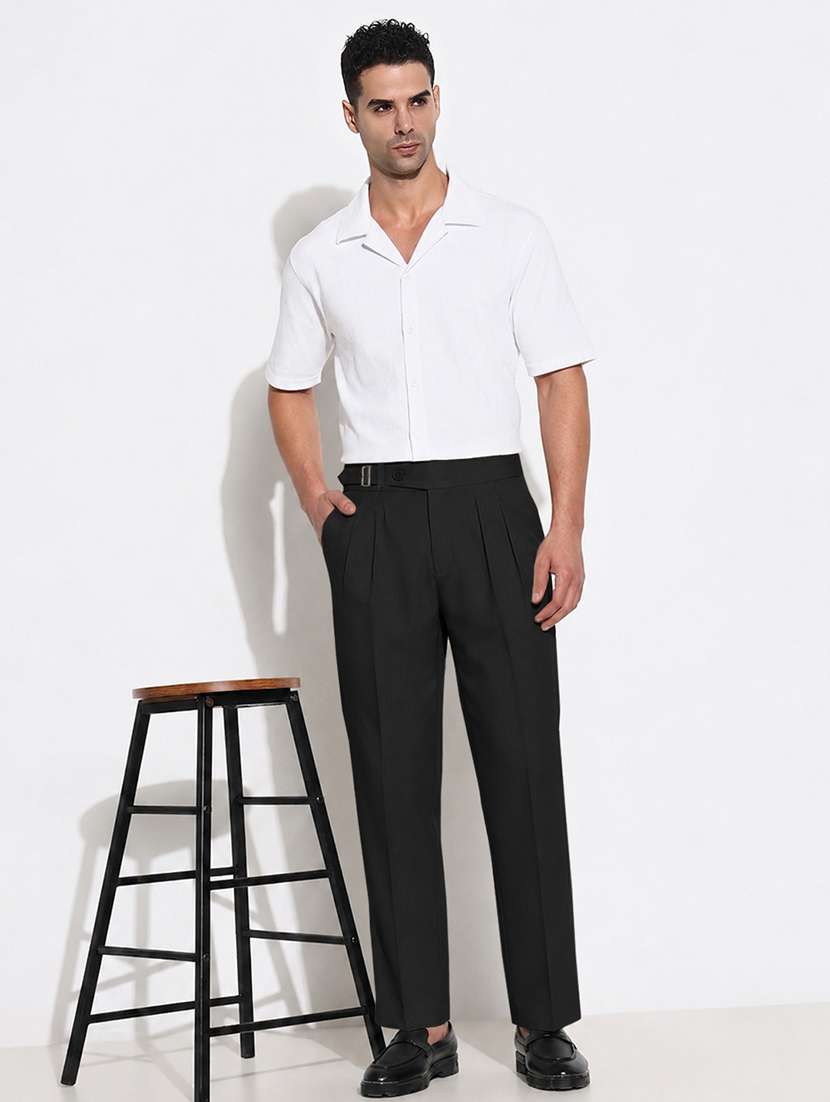 Men Solid Mid Rise Pleated Casual Trouser - 22696702 -  Standard Image - 5