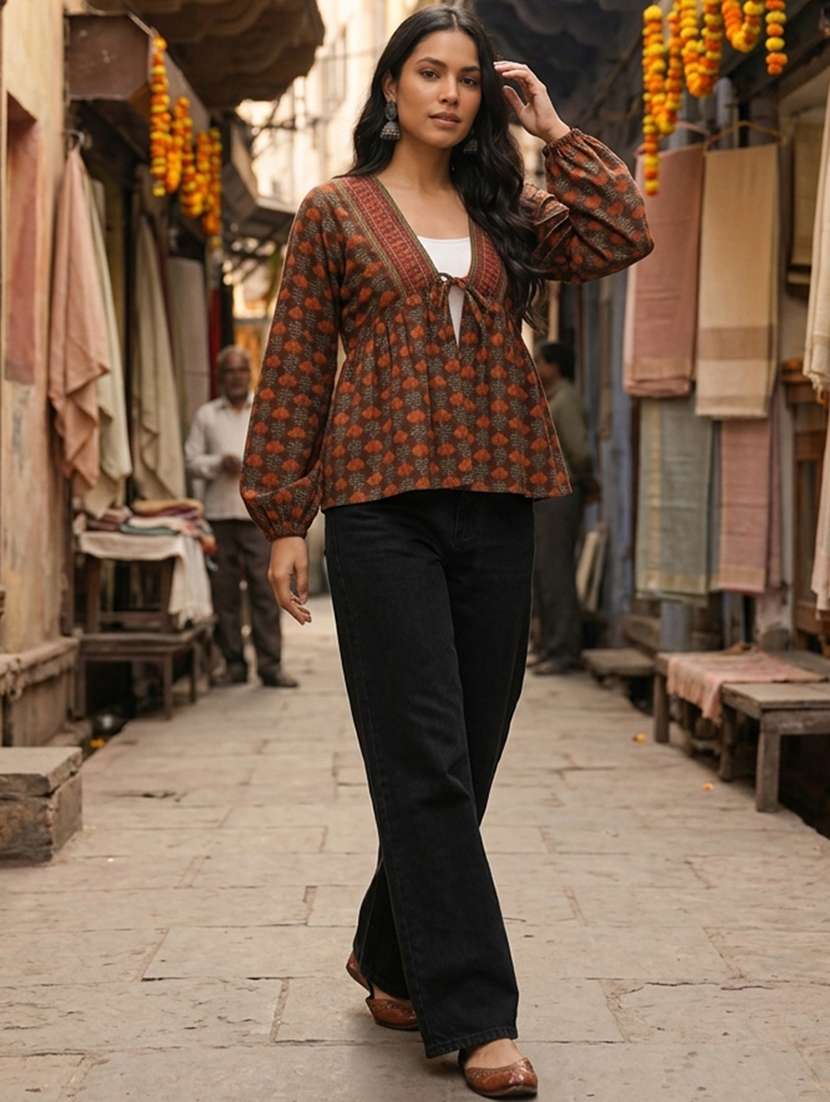 Women Printed Long Sleeves Flared Tunic - 22696733 -  Standard Image - 5