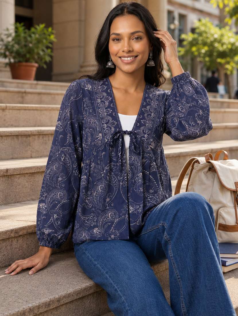 Women Printed Long Sleeves Flared Tunic - 22696735 -  Standard Image - 5