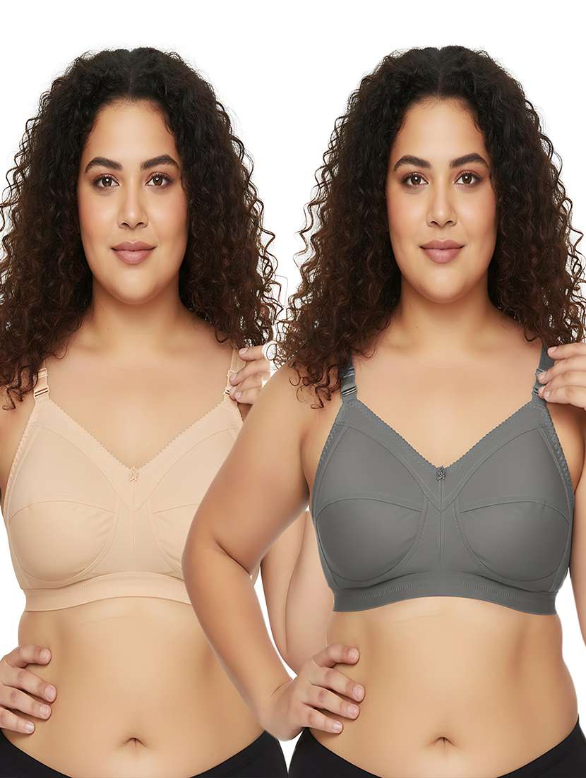 women pack of 2 solid full coverage regular bra