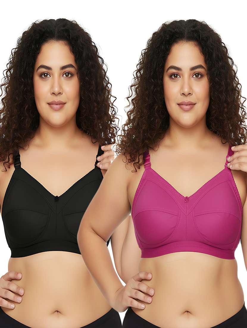 women pack of 2 solid full coverage regular bra
