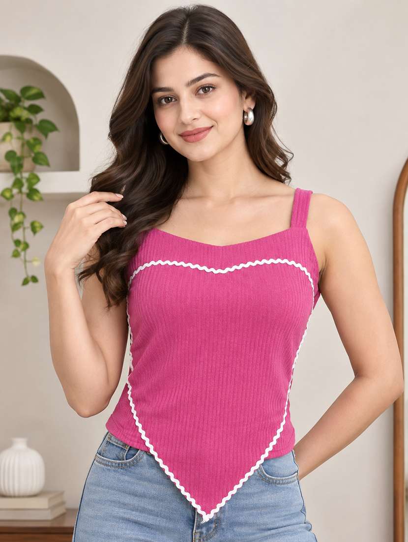 women self design sleeveless asymmetric top