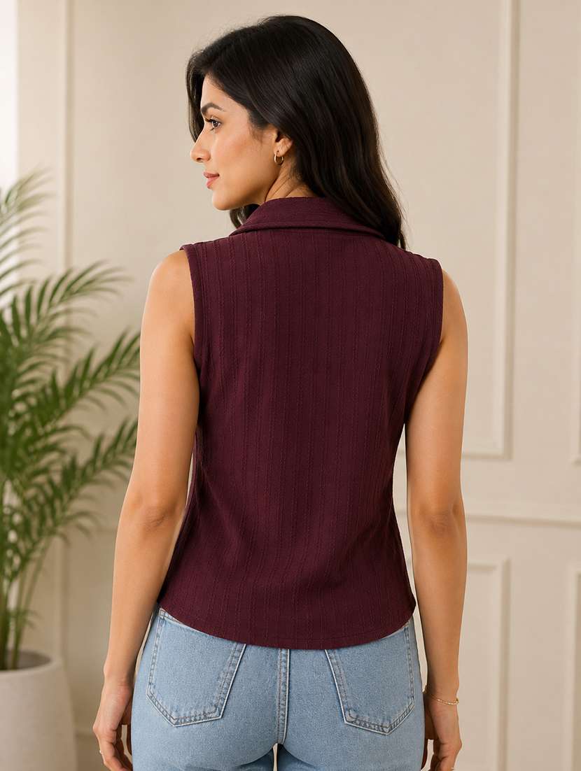 Women Self Design Sleeveless Regular Top - 22696923 -  Standard Image - 3