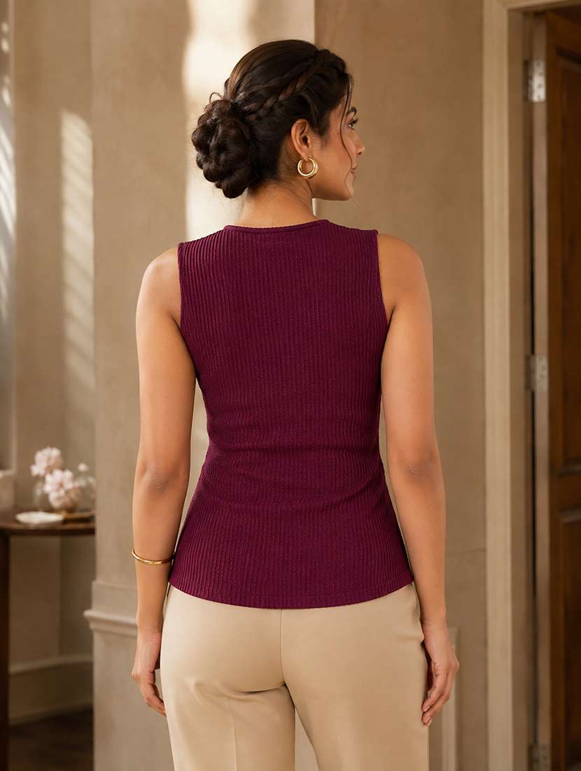 Women Self Design Sleevless Wrap Top - 22696928 -  Standard Image - 3
