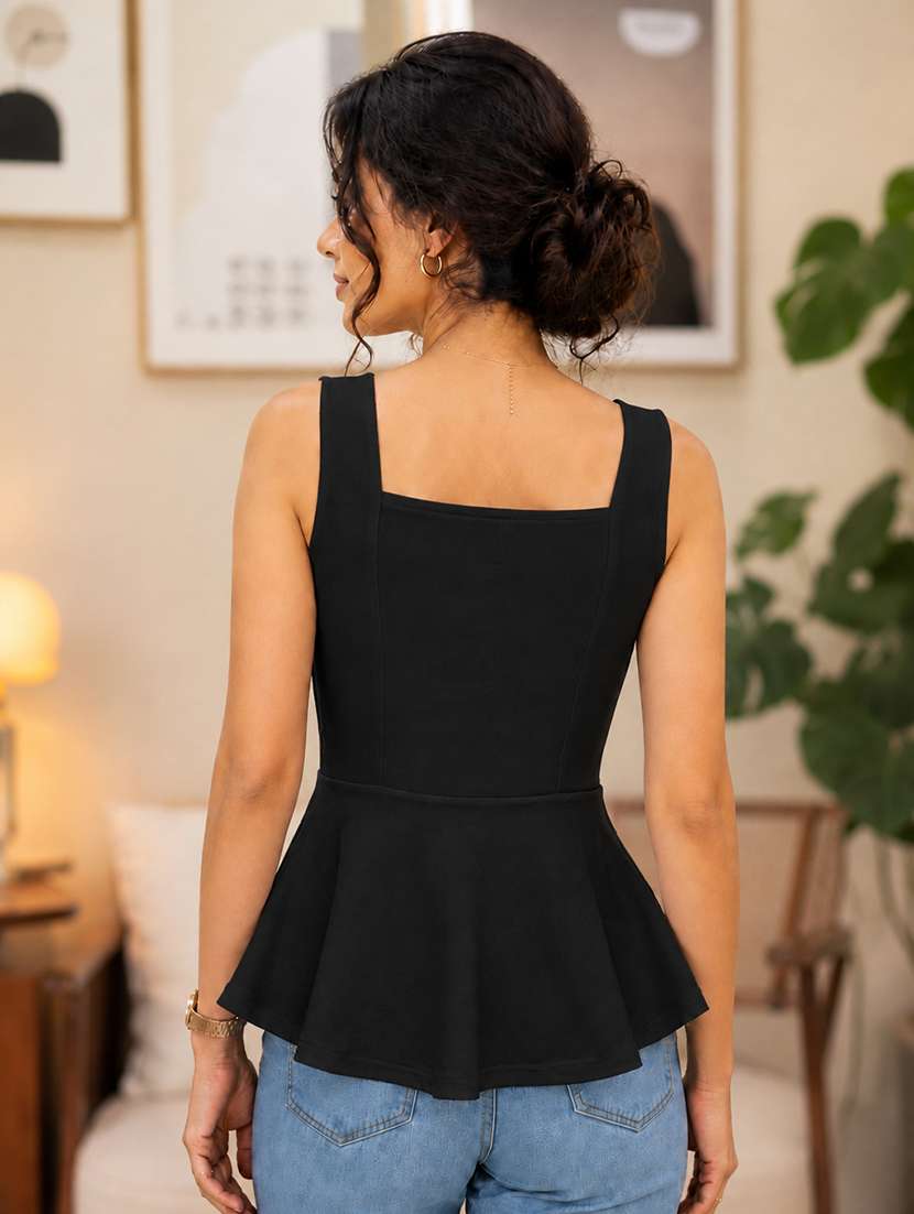 Women Solid Sleeveless Peplum Top - 22696932 -  Standard Image - 3
