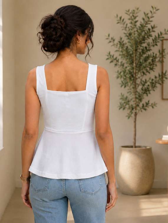 Women Solid Sleeveless Peplum Top - 22696933 -  Standard Image - 3