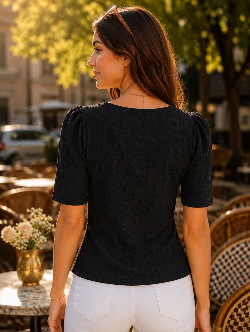 Women Self Design Short Sleeves Regular Top - 22696939 -  Standard Image - 3