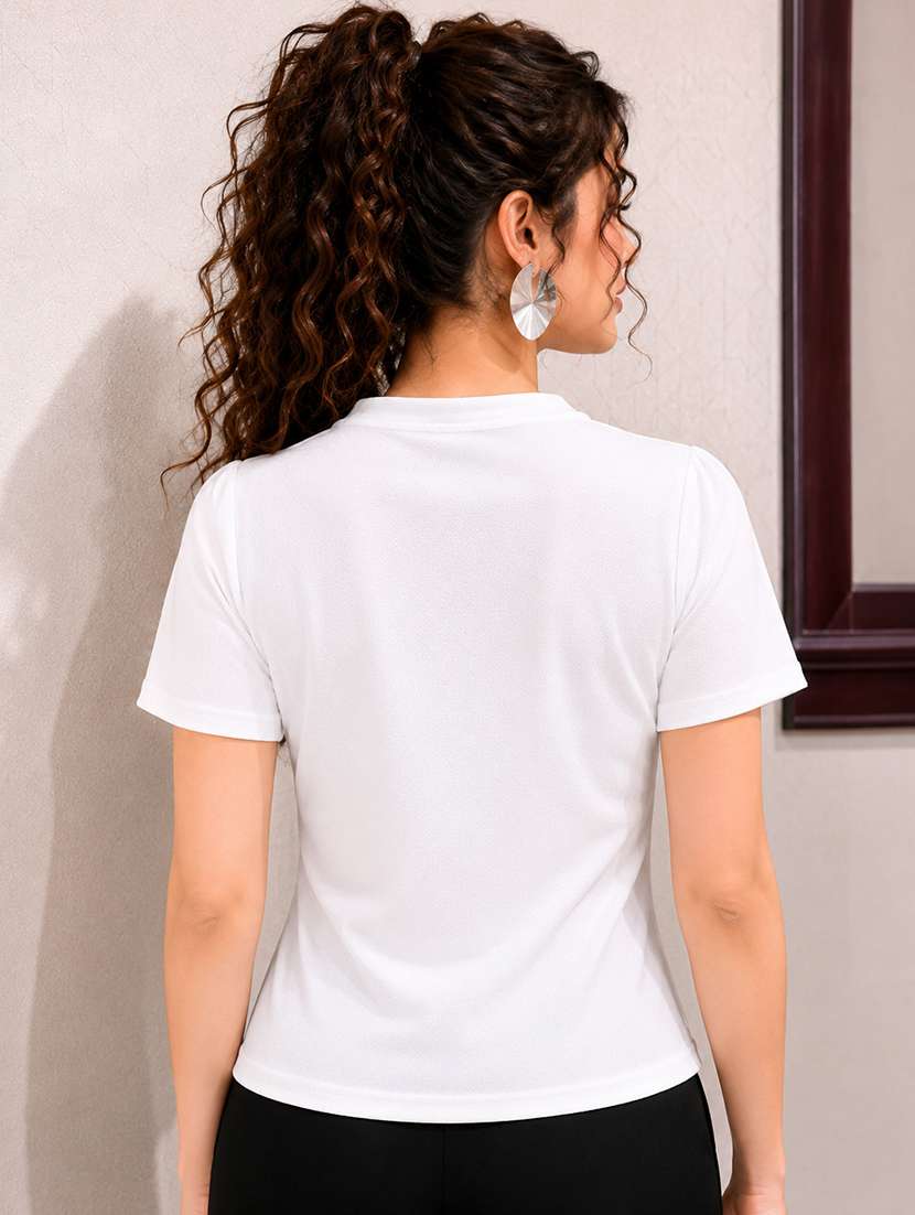 Women Solid Short Sleeves Regular Top - 22696960 -  Standard Image - 3