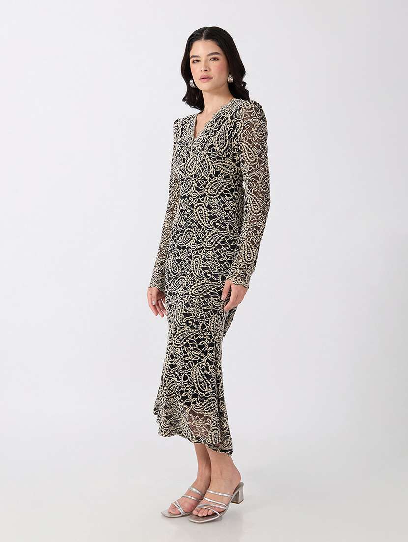 Women Self Design Long Sleeves Sheath Dress - 22697090 -  Standard Image - 3