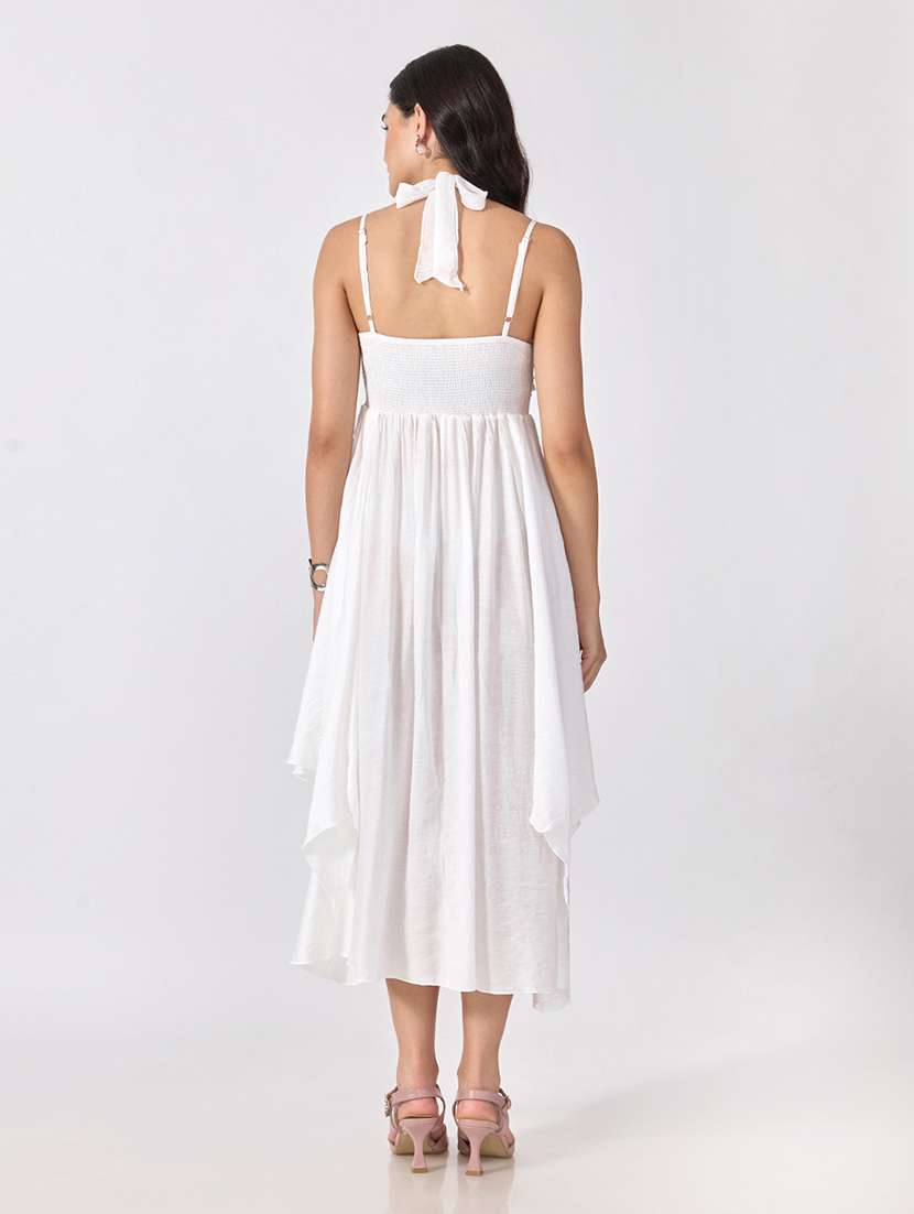 Women Solid Shoulder Strap Fit And Flare Dress - 22697094 -  Standard Image - 3