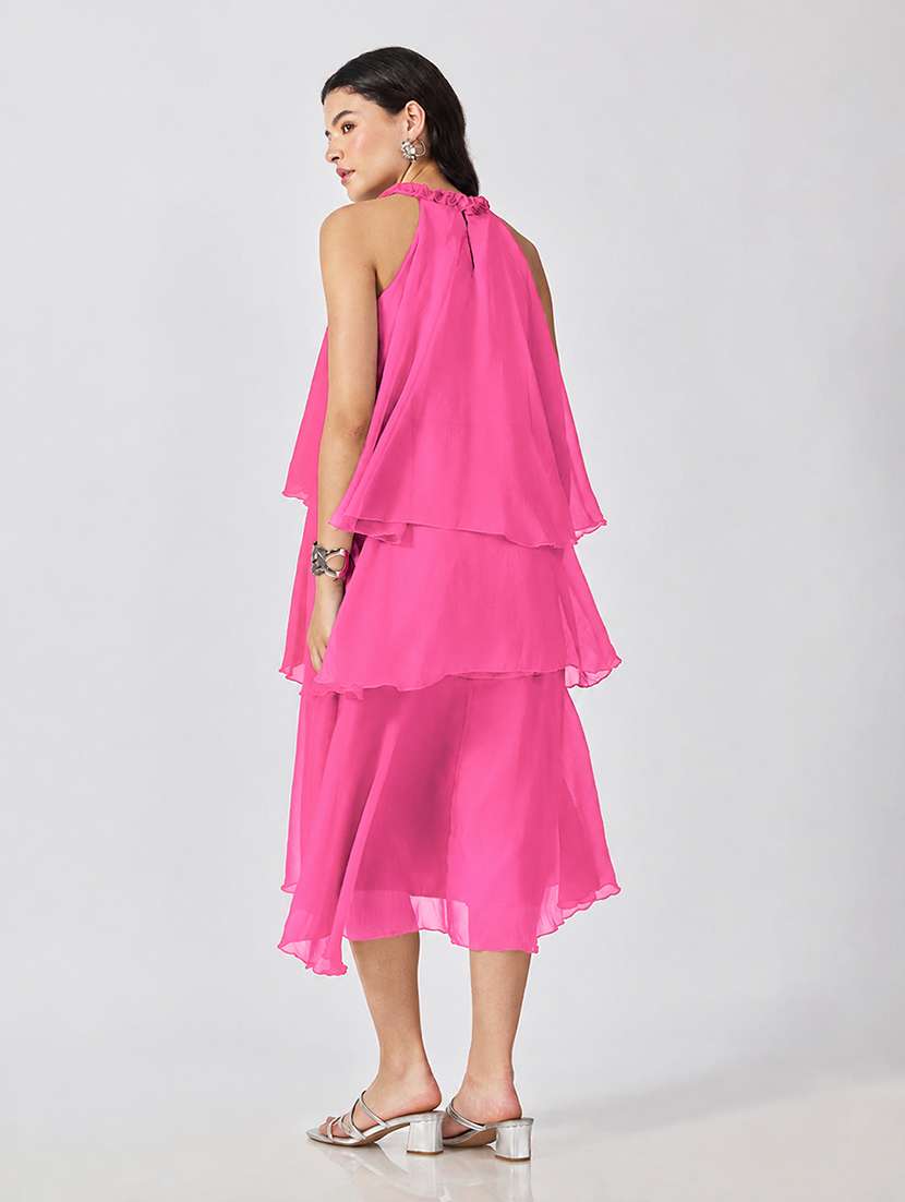 Women Solid Sleeveless Layered Dress - 22697095 -  Standard Image - 3
