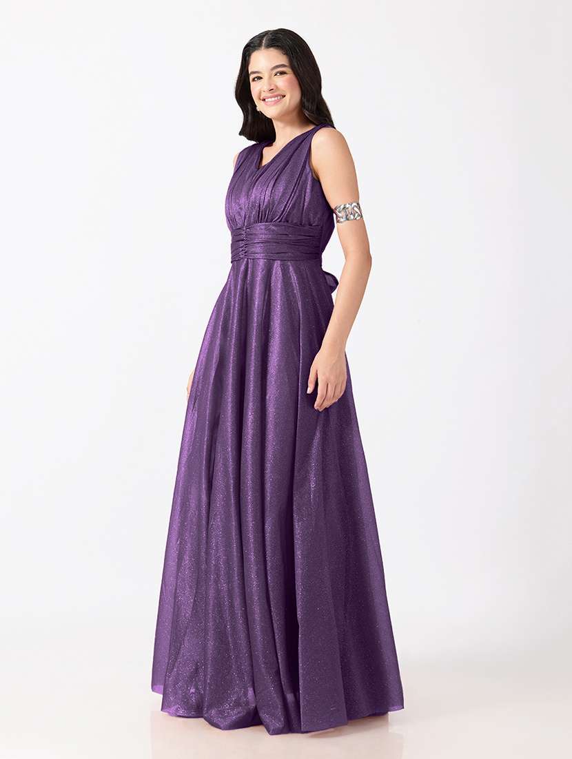 Women Self Design Sleeveless Fit And Flare Gown - 22697109 -  Standard Image - 3