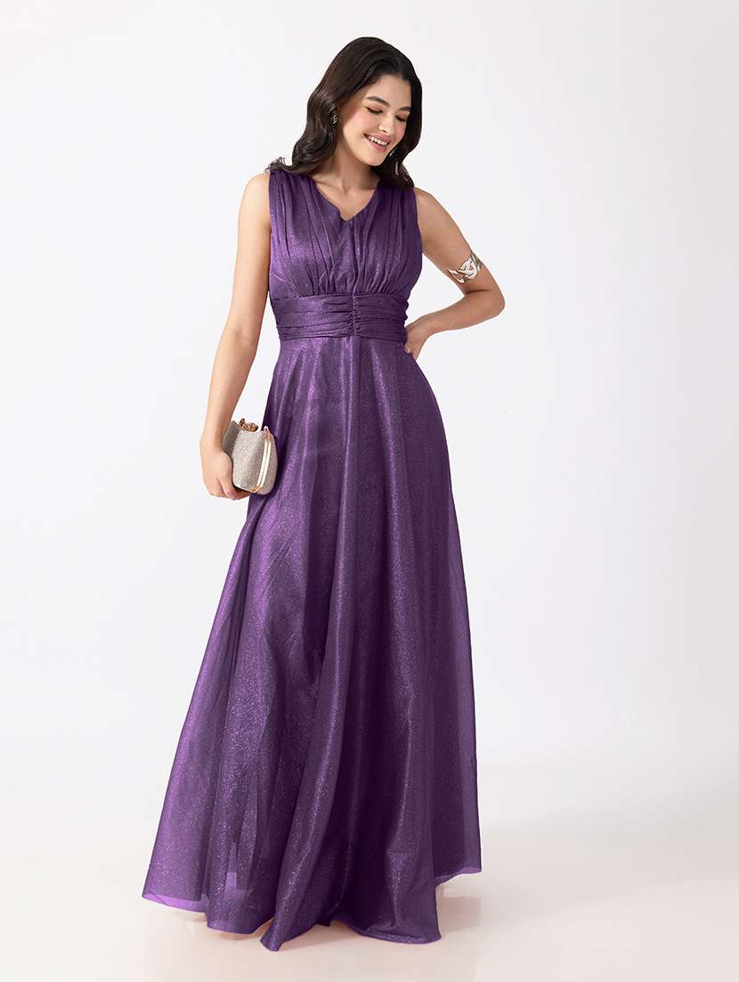 Women Self Design Sleeveless Fit And Flare Gown - 22697109 -  Standard Image - 5